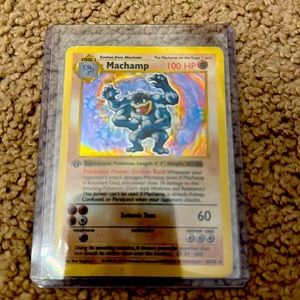 1995 1st Edition Shadowless Machamp Holographic Pokémon Card